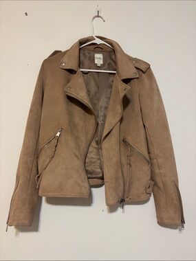 twik Suede Moto Jacket in Camel Brown
